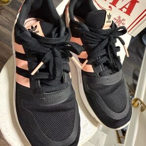 Adidas Women's Black and Coral Sneakers
